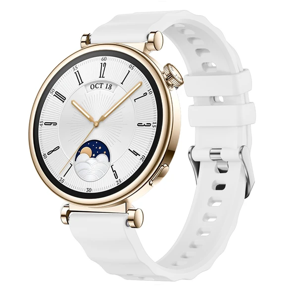 Sneezy Huawei Watch GT4 41mm İle Uyumlu SoftFlex Metal Tokalı Spor Silikon Akıllı Saat Kordonu  Beyaz ürün görseli