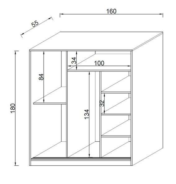 Kuzeylife Serena Aynalı Kayar Kapak Gardırop - Resim 5