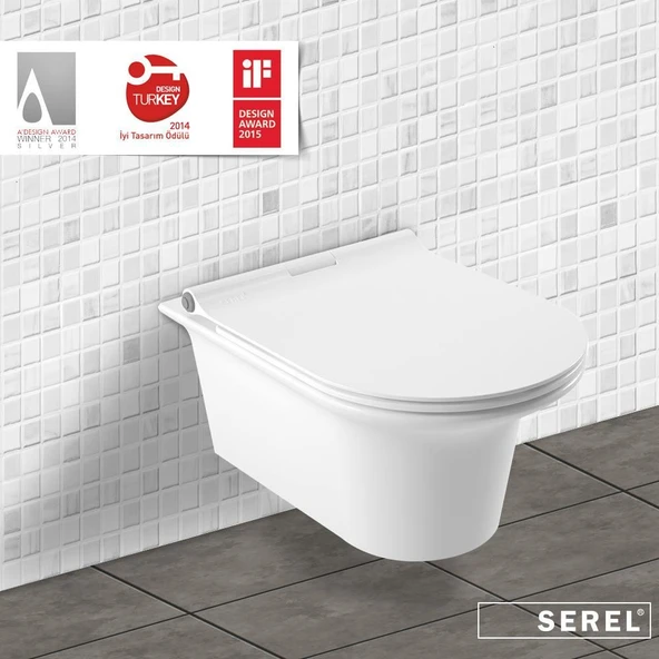 Serel Purity Asma Klozet (PR10) + Blaze Slim Yavaş Kapanan Kapak 2'li Set - Resim 4