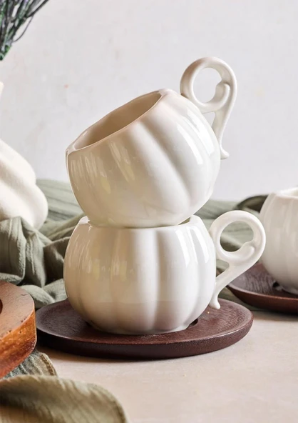 Dark Lotus Porselen Kahve Fincanı Seti - 90 ML, 6 Kişilik - Resim 2