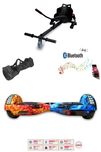 Elektrikli Kaykay Scooter Akıllı Denge Hoverboard + HoverKart + Çanta FULL LEDLİ EXTREM PAKET D10 ürün görseli