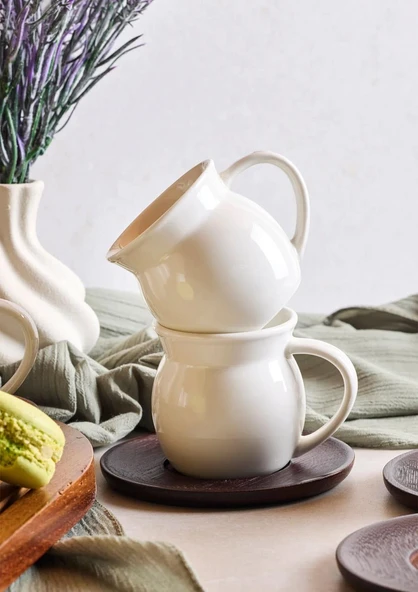 Dark Retro Porselen Kahve Fincanı Seti - 90 ML, 6 Kişilik - Resim 2