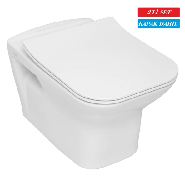 Serel Nita Köşeli Asma Klozet (NT10) + Zenith Slim Yavaş Kapanan Kapak 2'li Set ürün görseli