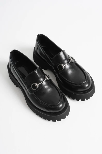 Aral Toka Detaylı Siyah Günlük Loafer Ayakkabı - Resim 4