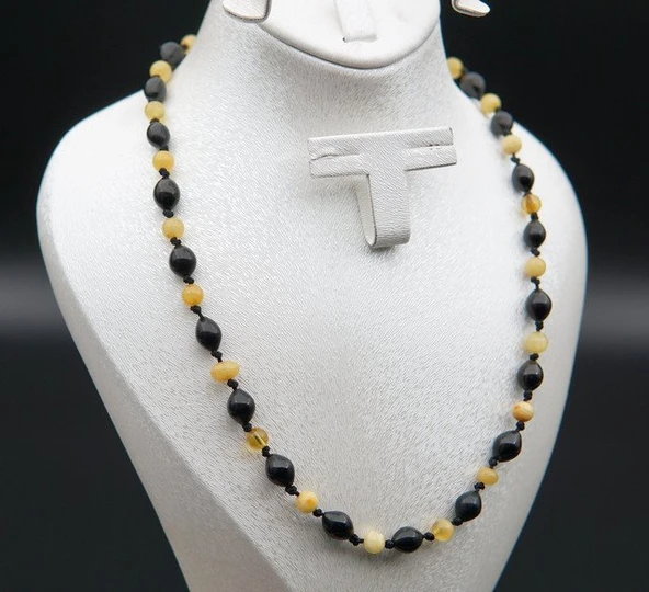 Oltu Taşı ve Kehribar Kadın Kolye sk000146 - Resim 2