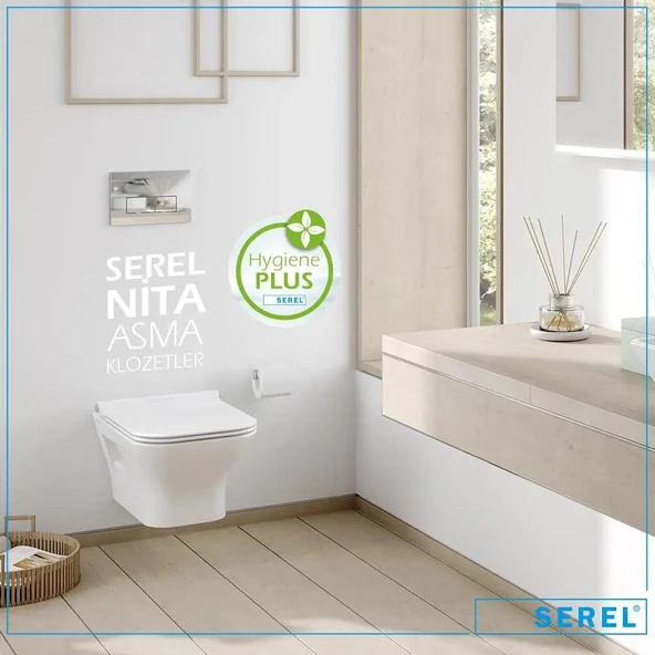 Serel Nita Köşeli Asma Klozet (NT10) + Zenith Slim Yavaş Kapanan Kapak 2'li Set - Resim 4