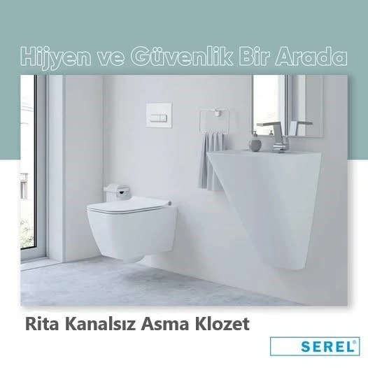 Serel Rita Kanalsız Asma Klozet (RT26) + Zenith Slim Yavaş Kapanan Kapak 2'li Set - Resim 5