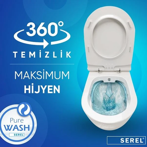 Serel Nita Yuvarlak Kanalsız Asma Klozet (NT36) + Blaze Slim Yavaş Kapanan Kapak 2'li Set - Resim 4