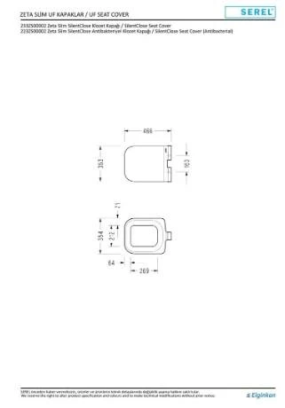 Serel Rita Kanalsız Asma Klozet (RT26) + Zenith Slim Yavaş Kapanan Kapak 2'li Set - Resim 7