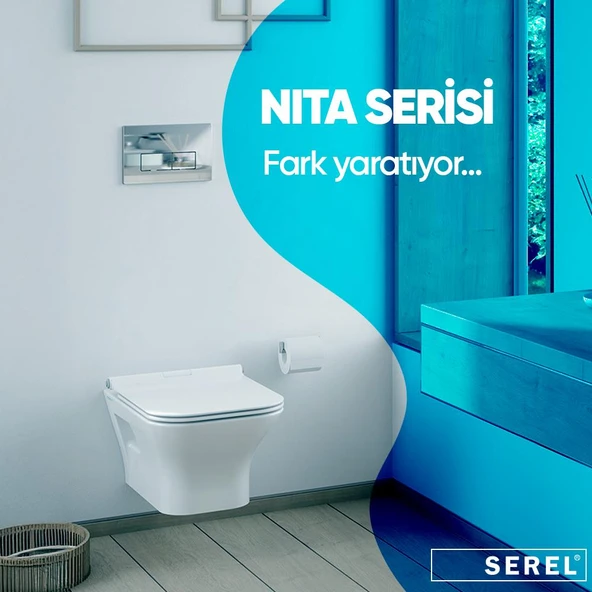 Serel Nita Köşeli Asma Klozet (NT10) + Zenith Slim Yavaş Kapanan Kapak 2'li Set - Resim 3