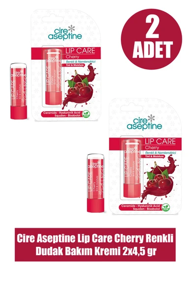 Cire Aseptine Lip Care Cherry Renkli Dudak Bakım Kremi 4,5 gr 2 Adet ürün görseli