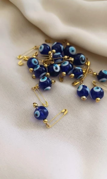 20 Adet 12 mm Maşallahlık İğneli Cam Nazar Boncuğu - Resim 4