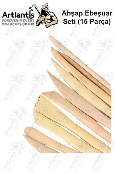 Ebeşuar Seti 15 li 20 cm 1 Paket Ahşap Modelaj Modelleme Aletleri Seramik Kil ve Heykel Modelaj Kalemi - Resim 3