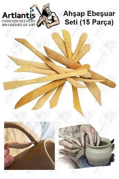 Ebeşuar Seti 15 li 20 cm 1 Paket Ahşap Modelaj Modelleme Aletleri Seramik Kil ve Heykel Modelaj Kalemi - Resim 5