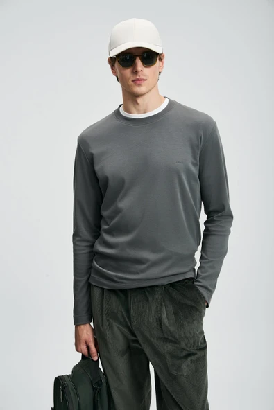 Lufian 112020056 Vıctor Uzun Kollu Tişört Erkek T-Shirt - Resim 3