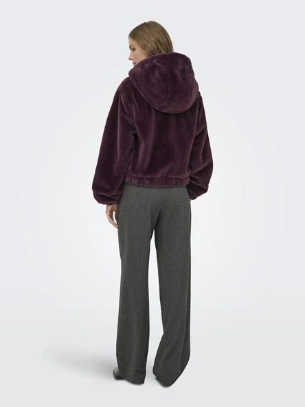 Only Jdy Yola Faux Fur Hood Kadın Ceket 15359329 - Resim 5