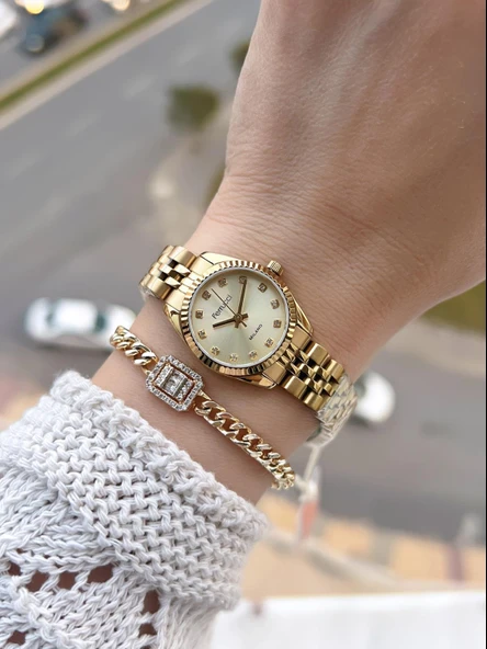 Ferrucci Vintage Mini Çelik Kordon 2 Yıl Garantili Yeni Sezon 30 Mt Suya Dayanıklı Kadın Kol Saati B.03412.M05 - Resim 2