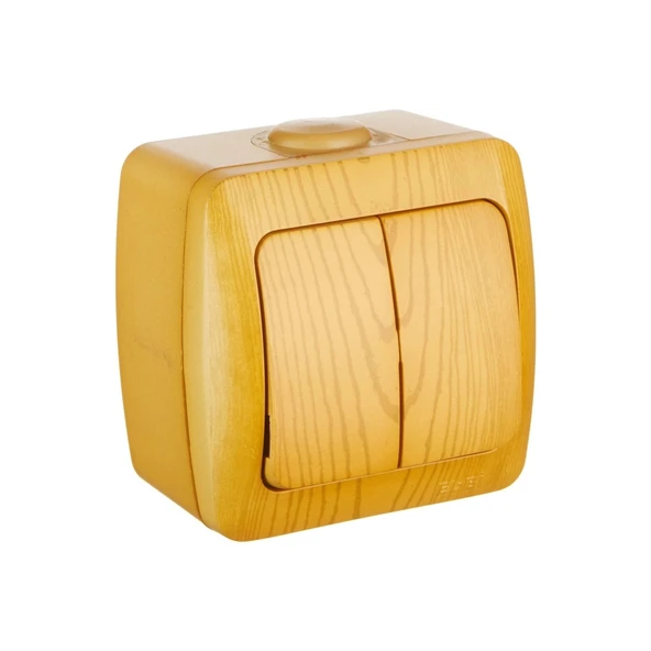 4 Adet Sıva Üstü Kayın Ahşap Renkli Komütatör İkili Anahtar Alsu / Elbi ürün görseli