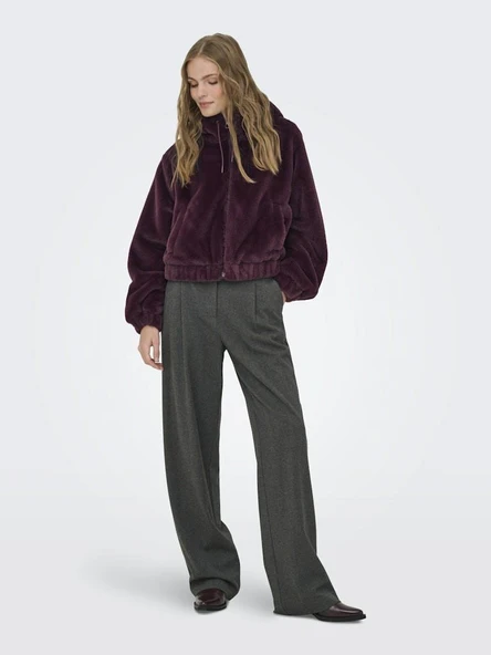 Only Jdy Yola Faux Fur Hood Kadın Ceket 15359329 - Resim 4