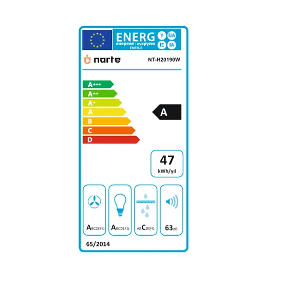 NARTE-H20190W 90CM BEYAZ CAM EĞİMLİ DAVLUMBAZ - 6 YIL GARANTİLİ - Resim 4