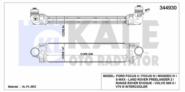 Ford Turbo Radyatörü - 6g91 9l440 Ga /lr020401/1462995/1674066/1748796 - Kal 344930 ürün görseli
