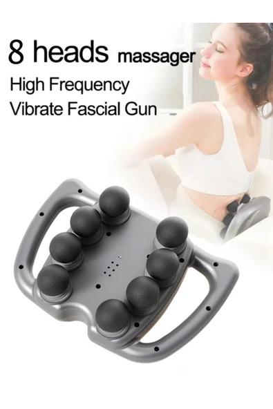 Glr Wnk-569 Dijital Ekranlı Güçlü Masaj Tabancası - 8 Başlıklı  99 Hız Ayarı - Resim 3