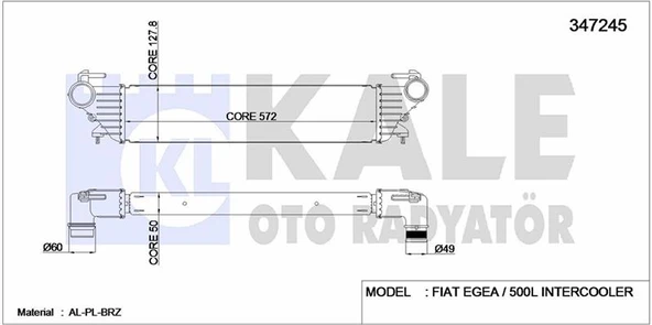Fiat Turbo Radyatörü - Turbo Radyatoru Al/pl - Kal 347245 ürün görseli