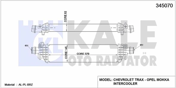 Opel Turbo Radyatörü - Al/pl/brz - Kal 345070 ürün görseli