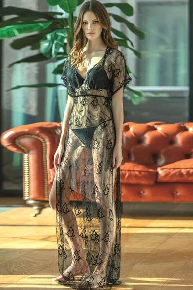 MDB MdbShop Dantelli Gecelik Balenli Destekli Dolgulu Önden Açılan Sütyen ve String 3lü Takım - Resim 2