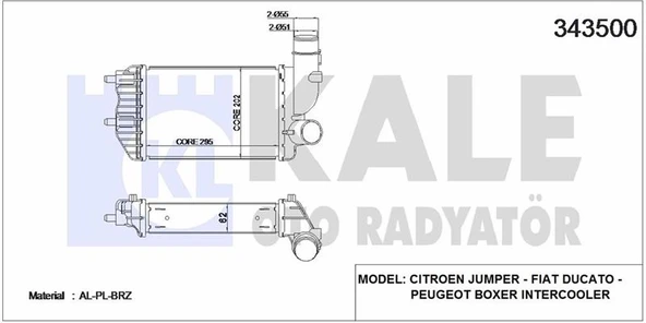 Fiat Turbo Radyatörü - Al/pl/brz295x202x62 - Kal 343500 ürün görseli