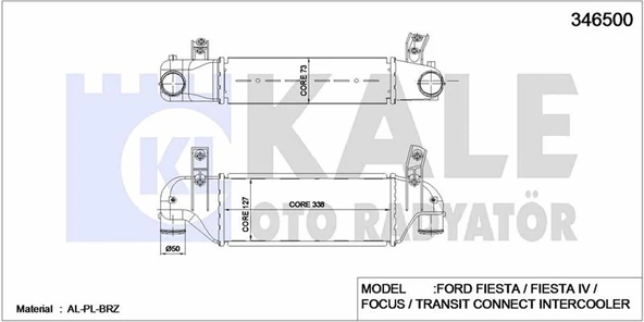 Ford Turbo Radyatörü - Turbo Radyatörü - Kal 346500 ürün görseli
