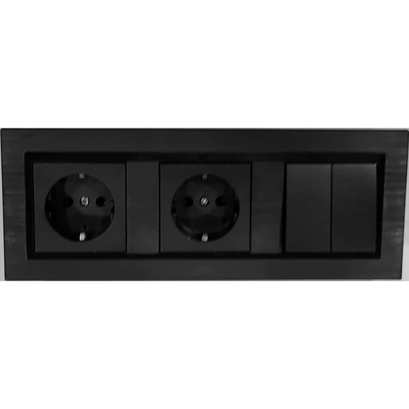 Quantum Siyah Topraklı Priz+topraklı Priz+komütatör (ikili Anahtar)3'lü Set (ovivo) ürün görseli