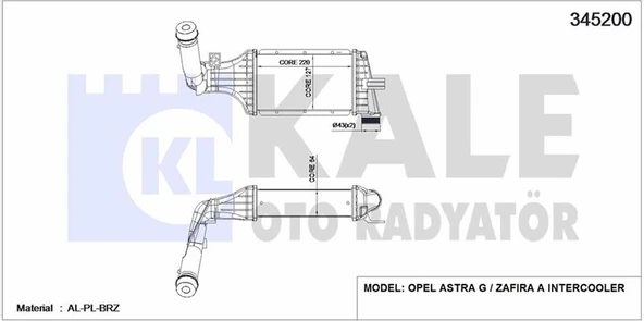 Opel Turbo Radyatörü - Al/pl/brz - Kal 345200 ürün görseli