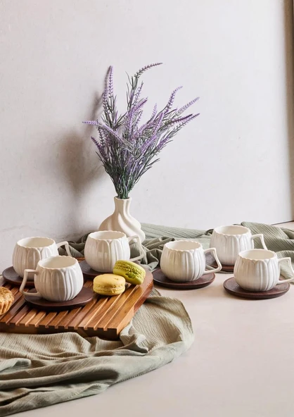 Dark Balkabağı Porselen Kahve Fincanı Seti - 90 ML, 6 Kişilik - Resim 3