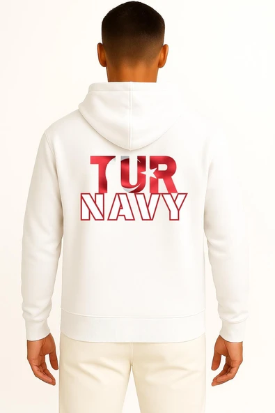 Kapüşonlu Tur Navy Cep ve Sırt Tasarımlı Unisex Sweatshirt - Resim 11