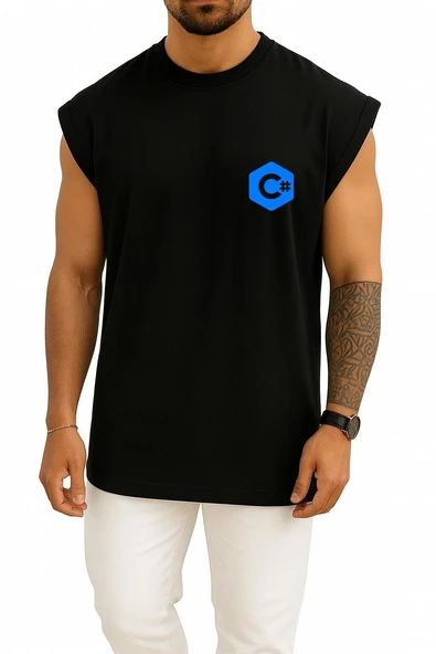 Oversize Csharp Logo Cep Tasarımlı Atlet - Resim 11