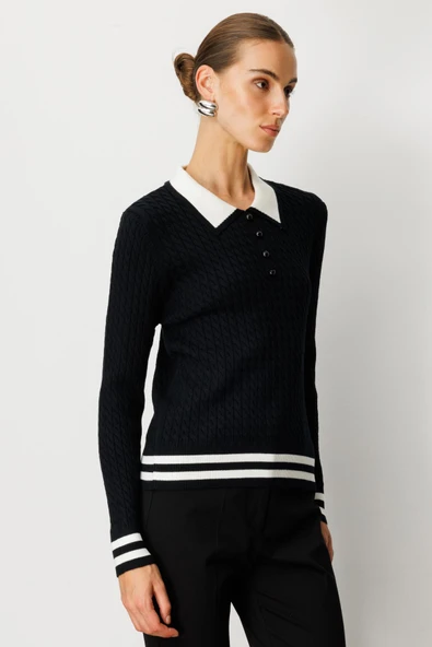 65332 ONTEKS POLO YAKA UZUN KOL KAZAK - Resim 5