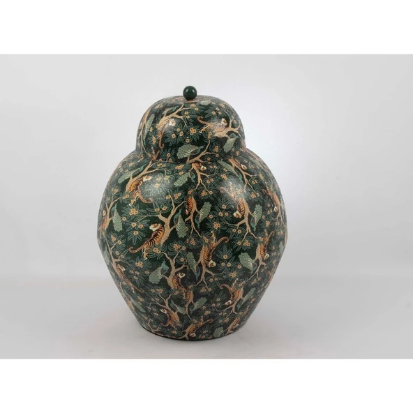 Mikasa Moor Yeşil Kaplanlı Kapaklı Küp 37x44cm ürün görseli