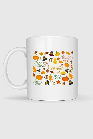 Thanksgiving Şükran Günü Tasarımlı Kupa Bardak - Resim 2