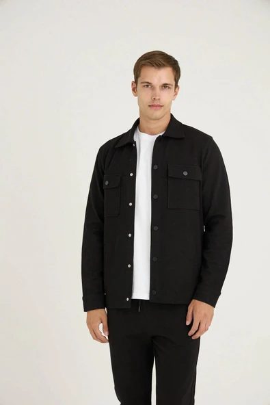 Kly Erkek Comfort Fit Çıtçıtlı Gömlek Kısa Kol T-shirt Jogger Pantolon 3'lü Eşofman Takım - Resim 6