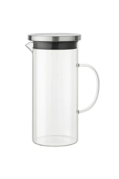 Dekorasyaa Borosilikat Cam Sürahi Metal Kapaklı 1500ml - Resim 2