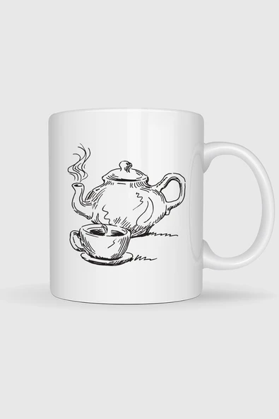 Çay Kahve Cafe Çizim İçecek Tasarımlı Kupa Bardak ürün görseli