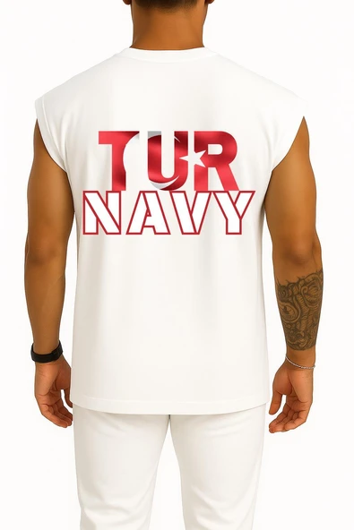 Oversize Tur Navy Cep ve Sırt Tasarımlı Atlet - Resim 5