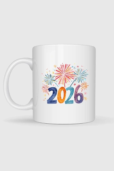 2026 Havaii Fişek Yılbaşı Tasarımlı Kupa Bardak - Resim 2