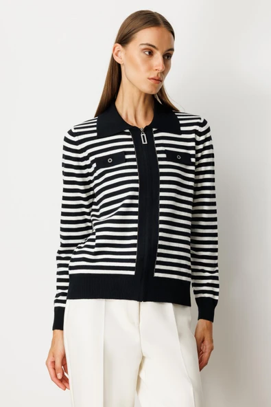 65911 ONTEKS KAZAK ÇİZGİLİ GÖMLEK YAKA - Resim 3