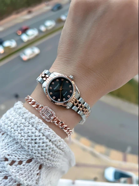 Ferrucci Vintage Mini Çelik Kordon 2 Yıl Garantili Yeni Sezon 30 Mt Suya Dayanıklı Kadın Kol Saati B.03412.M6 - Resim 2