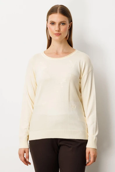 65359 ONTEKS KAZAK ÇİÇEK İŞLEMELİ DİK YAKA - Resim 4