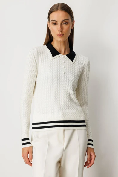 65332 ONTEKS POLO YAKA UZUN KOL KAZAK - Resim 4