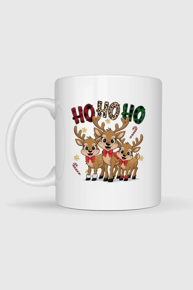 Hohoho Yeni Yıl Geyikleri Tasarımlı Kupa Bardak - Resim 2