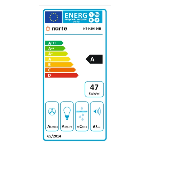 NARTE-H20190B 90CM SİYAH CAM EĞİMLİ DAVLUMBAZ - 6 YIL GARANTİLİ - Resim 4